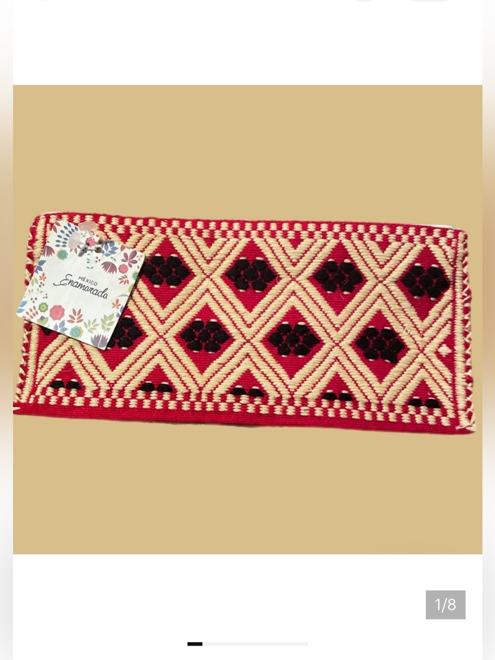 Mexican Hand Embroidered Pencil Bag Coin Purse -3.5" x 7"
